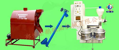 花生榨油設備如何提高出油率(圖1) 花生榨油設備的工作流程圖